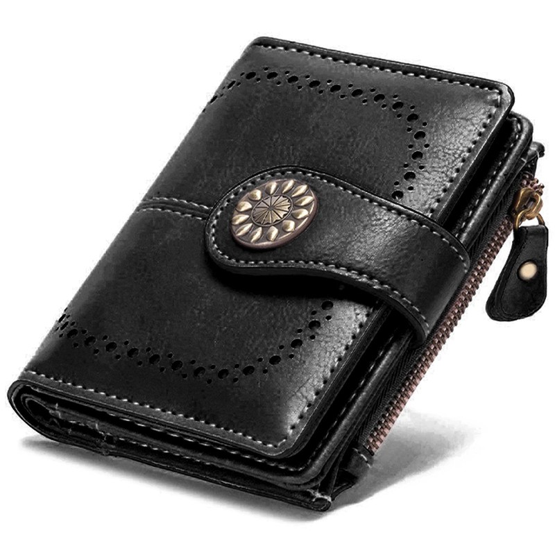 LEEXTON Small Bifold Purse for Women Genuine Leather Card Case