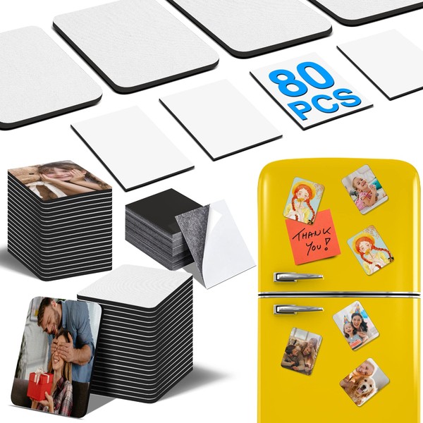 80Pcs Sublimation Magnet Blanks Set,Personalized Sublimation Refrigerator Magnet for Home