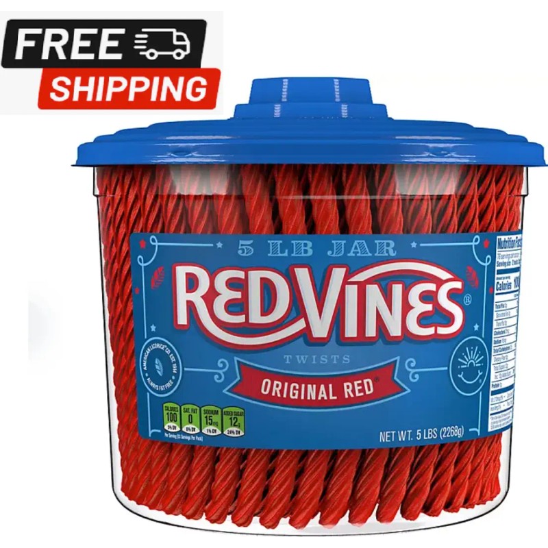RED VINES Twists Original Red Licorice Bulk Candy Jar (5