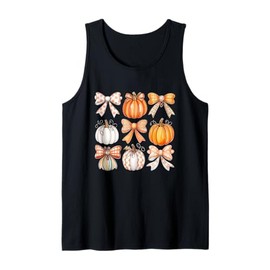 Pumpkin Bow Autumn Fall Decor Seasonal Harvest Tank Top