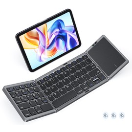 MEETION Foldable Bluetooth Keyboard with Touchpad, Portable Wireless, Gray