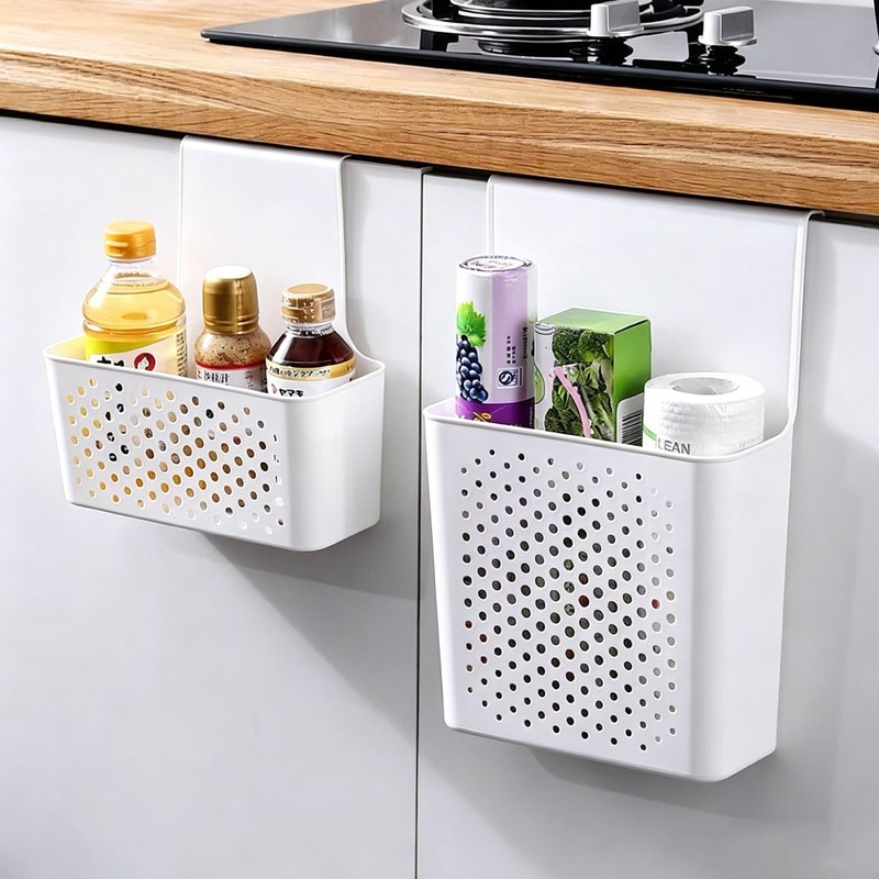 TONSNY Over The Door Cabinet Organizer, Hanging Storage Basket, Wall