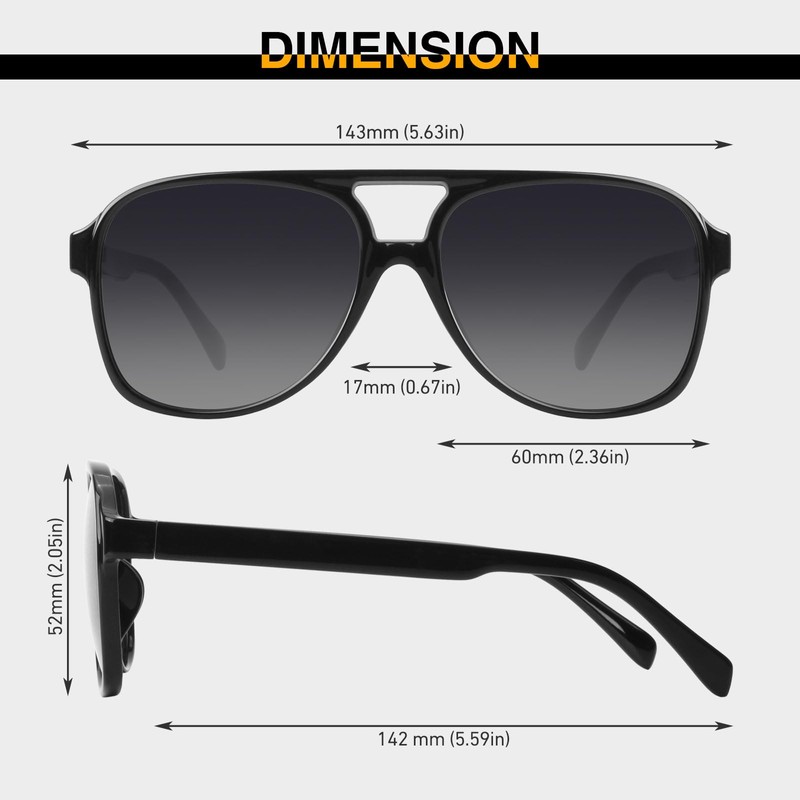 GQUEEN Retro Aviator Glasses Women Men 70s Polarised Sunglasses UV400,