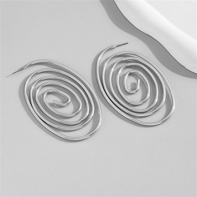 Gold Geometric Earrings Tribal Swirl Wire Spiral Earrings for Women