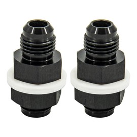 CNRAQR 6AN To 6AN Male Flare Straight Fuel Cell Bulkhead Fittings Aluminum Black 2Pcs