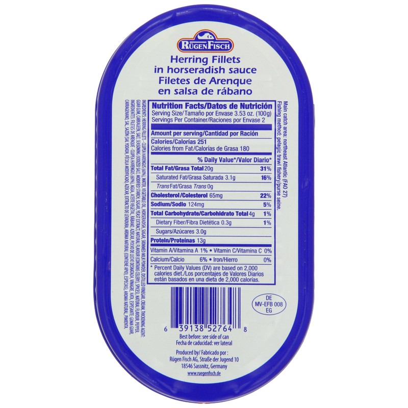 RügenFisch Herring Fillets in Horseradish Sauce, 7.05 Ounce
