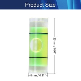 Hegebeck Small Cylindrical Bubble Spirit Level Vials 8×23mm/0.3×0.9 Inch PMMA Frame Mural Hanging Measuring Instruments Layout Tools 10 Pcs