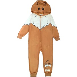 Pokémon Boys or Girls Hooded Fleece Onesie, Kids All in One Pyjamas, Eevee, Age 5-6 Years