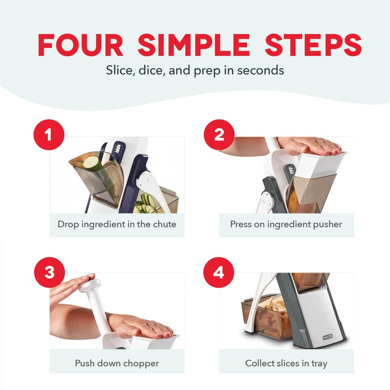 DASH Safe Slice® Mandoline Slicer, Julienne + Dicer for Vegetables,