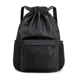 Drawstring Backpack, Waterproof Backpack with Mesh Side Pocket, Sport Gym Bag for Women/Men, Outdoor String Backpack