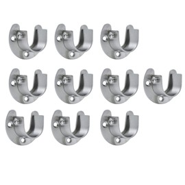 25mm Stainless Steel Closet Pole Sockets, Heavy Duty Closet Rod End Supports Flange Rod Holder U Shaped for Wardrobe Shower Curtain 10PCS