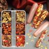 6 Grid Fall Maple Leaf Glitter Sequins Nail Accessories Thanksgiving