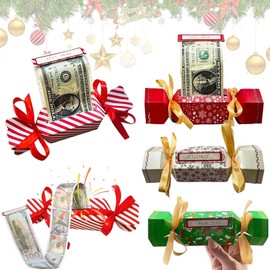 Christmas Surprise Money Pull Pouch, 4PCS Surprise Cash Pouch, DIY Christmas Kit, Party Gifts Box