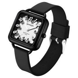 Gosasa Fashion Women’s Waterproof Watch Easy to Read Casual Ladies Analog Shockproof Quartz Watch with Stylish Silicone Strap (A Black White)
