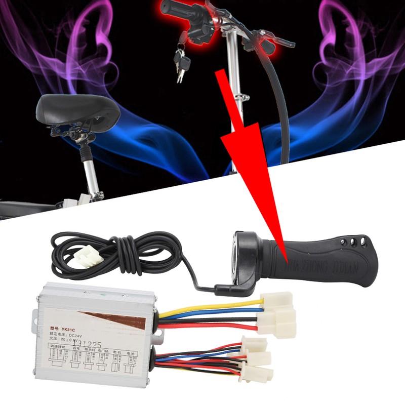 24V500W Brush Electric Bike Controller and Long Line Thumb Throttle