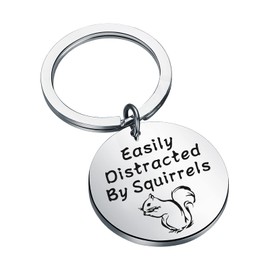 KUIYAI Squirrel Gift Squirrel Keychain Squirrel Lover Gift Easily Distracted By Squirrels (distracted by squirrel UK)