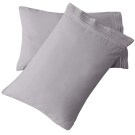 SONORO KATE Luxury Pillowcase Set Brushed Microfiber 1800 Bedding - Wrinkle (Grey, 2 Pillowcases King)