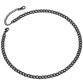 Black Mens Necklace Short Choker 5mm 14 inch Cool Chains Mens Black Chain