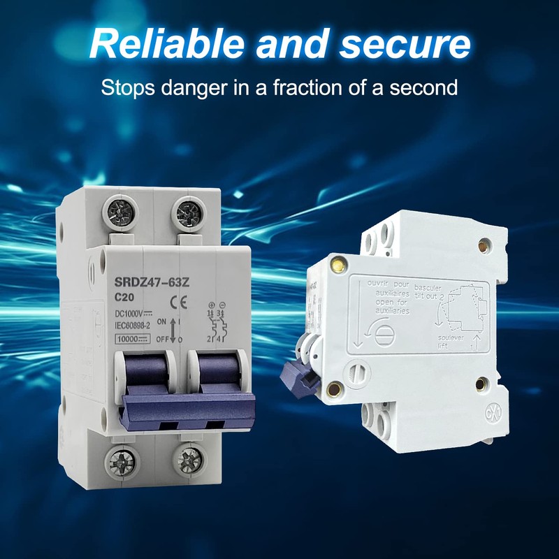 DC Miniature Circuit Breaker 2P 1000V Circuit Breaker 20A, DZ47-63Z