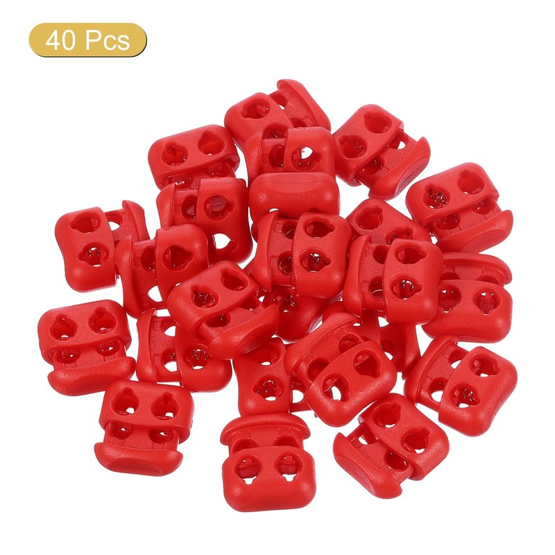 sourcing map 40Pcs Plastic Cord Lock Ends Toggle, Double Hole
