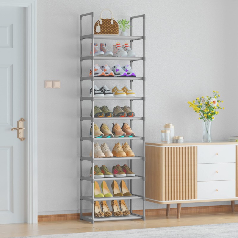 OYREL 10-Tier Metal Shoe Rack, Narrow Shoe Rack Organizer, Sturdy