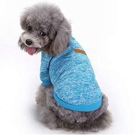 Dog Sweater Pet Clothes Dog Cat Girl Boy Fall Winter Outfits Apparel Pullovers Knitwear for Bichon Chihuahua Small Dogs Cats(XS Blue)