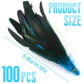 HPiano Pack of 100 Rooster Feathers Natural Decoration Rooster Feather Pheasant Rooster Tail Feathers Ideal for DIY Craft Costumes, Hats, Home Decor, 13-20 cm