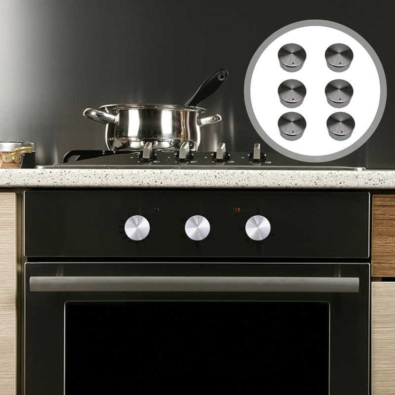 THJOPOKEEL 6PCS Gas Stove Rotary Switch Metal Knob Zinc Alloy