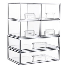 Vtopmart Vtopmart Stackable Storage Drawers Set of 6, Clear Plastic Organizer Bins for Bathroom Supplies,Ideal for Cabinet,Pantry,Laundry Room Organization