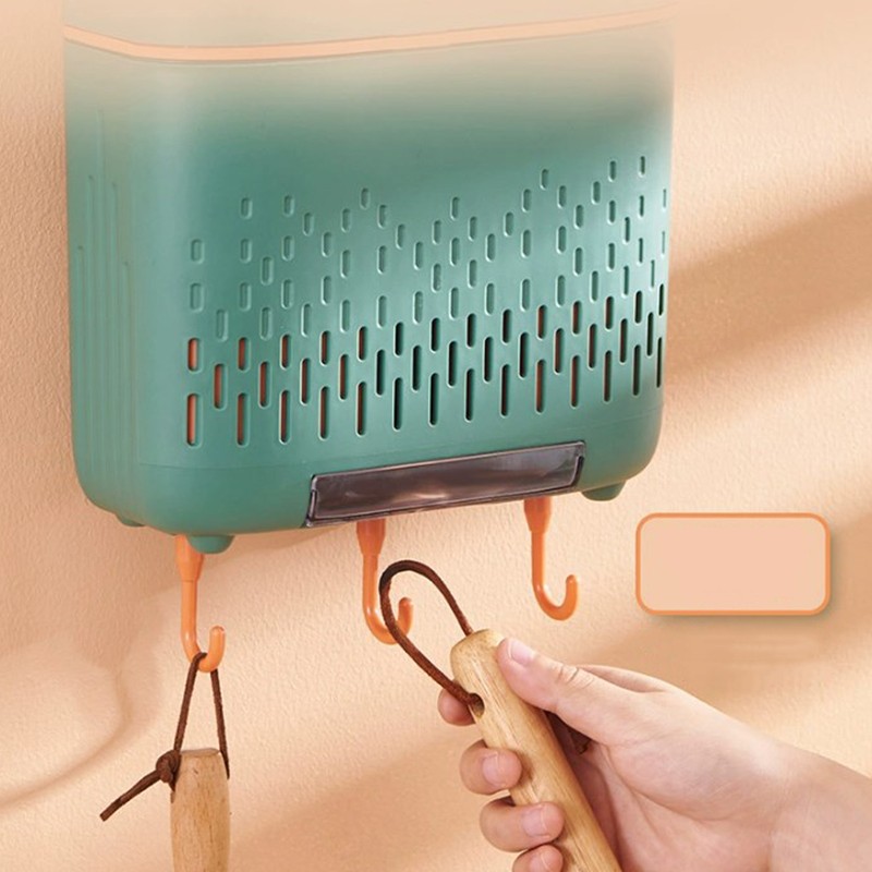 Wall Mounted Chopstick Holder Multifunctional Dustproof Drainage Kitchen Utensil Organizer