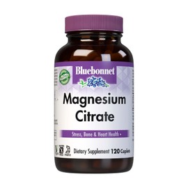 Bluebonnet Nutrition Magnesium Citrate, 400mg of Magnesium, Maximum Absorption, Supports Immune Health & Energy Production*, Soyfree, Gluten-Free, Non-GMO, Kosher, Dairy Free, Vegan, 120 Caplets