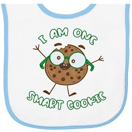 inktastic I Am 1 Smart Cookie Baby Terry Cloth Bib White and Light Blue 3b3f0