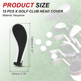 PATIKIL Golf Club Head Cover, 12 Pcs Number Golf Club Irons Covers Neoprene Driver Headcover Golf Lovers Gifts for Men Women, White