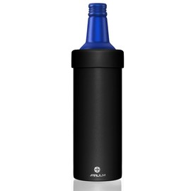JIVILILM Vacuum insulated Double wall stainless steel holder for 16oz slim aluminum beer bottles(Black)