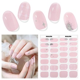 Semi Cured Gel Nail Strips, 28 pcs Gel Nail Strips, Nail Gel Stickers Work with Any UV Lights, Long-Lasting Nail Wraps, Stick on Nails for women Easy to Apply & Remove