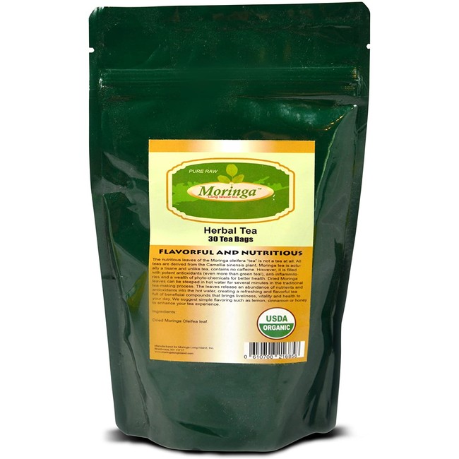 Moringa Tea 30 Tea Bags Herbal Tea Pure Raw USDA Organic by Moringa Long Island