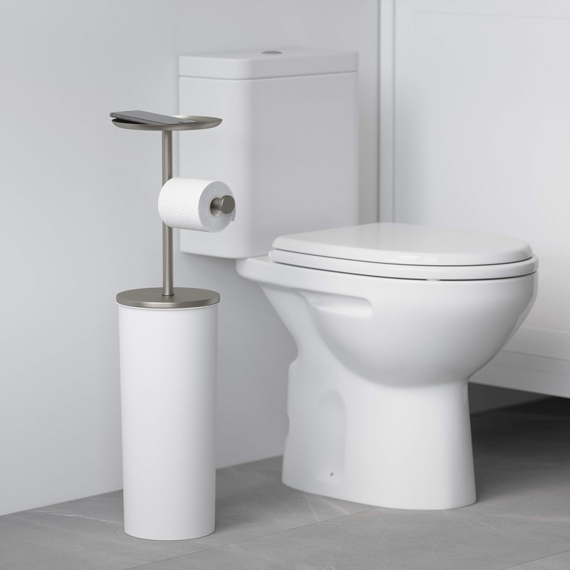 Umbra Portaloo Free Toilet Paper Holder Stand– Attractive Modern Bathroom