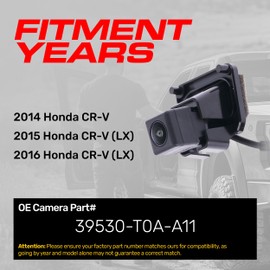 Master Tailgaters Replacement for Honda CR-V (2014), CR-V LX (2015-2016) Backup Camera OE Part # 39530-T0A-A11