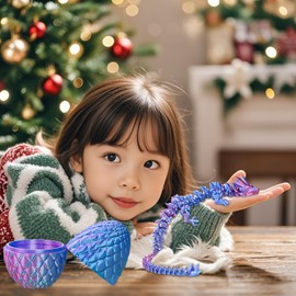 Surprise Dragon Egg with Dragon Inside – Gifts for Kids and Adults, 3D Printed Fidget Toy, Ideal for Christmas, Easter, Birthdays, Fun Desk Décor and Stress Relief(Purple, Large)