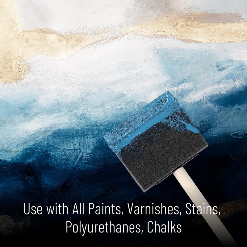 Bates- Foam Paint Brushes, 3", 50 Pack, Blue Sponge Brushes