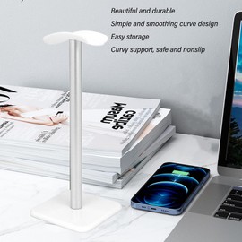 VBESTLIFE Headphone Stand, Headset Holder Earphone Stand with Aluminum Supporting Bar, for All Headphones Size for PC Gaming Headset Display & Headphones (White)