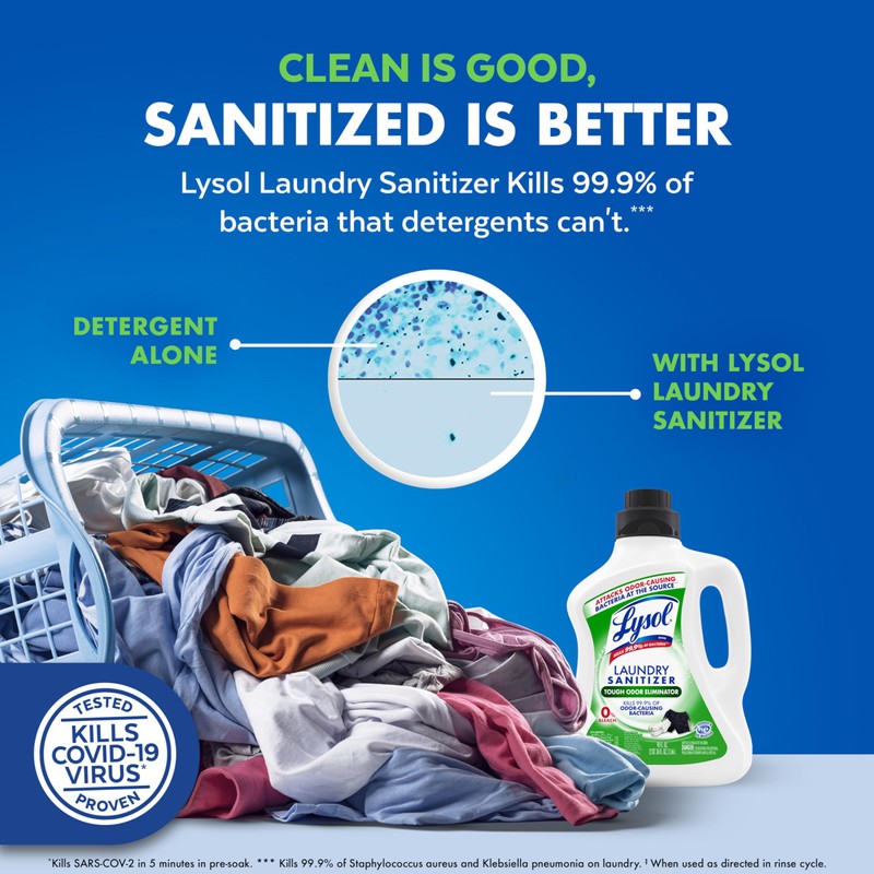 Lysol Tough Odor Eliminator Laundry Sanitizer Additive, Sanitizing Liquid for