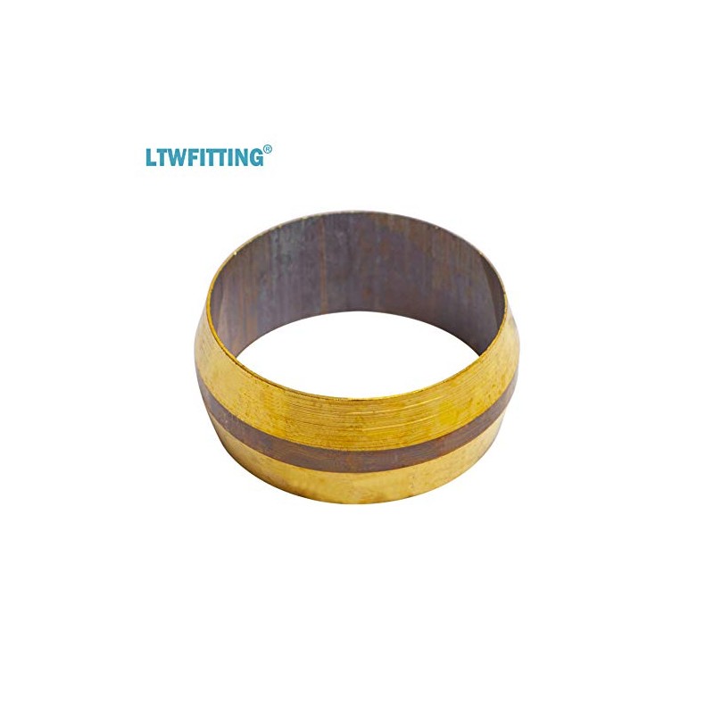 LTWFITTING 7/8-Inch Brass Compression Sleeves Ferrels,Brass Compression Fitting(Pack of 50)