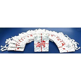 40 White Tote Bags Red Bow Shopping Gift Display 3.5"