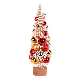 Vickerman 12" Vintage Tabletop Frosted Gold Artificial Christmas Tree, Red, Gold, Silver Ornament - Faux Christmas Tree - Seasonal Indoor Home Decor