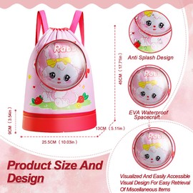 Coniglietto Children's Swimming Bag with Wet Compartment Sports Bag Girls Backpack with Wet Compartment Children Waterproof Swimming Bag Girls, F