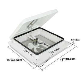 STMGW 14" RV Roof Vent for Camper Trailer Universal White Lid Roof Vent with 12V RV Vent Fan 6" Blades White lid Inner for Garnish Ring
