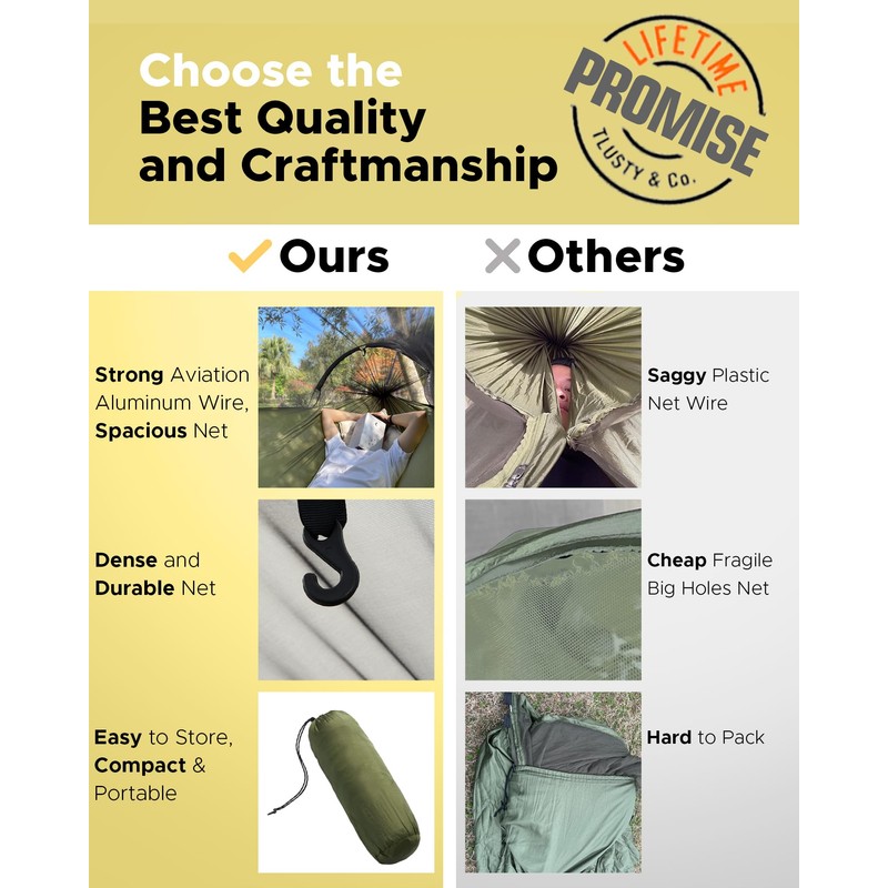 ADVOKAIR Camping Hammock with Mosquito Net Up to 500lbs, Ultralight