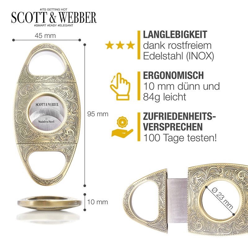 Scott & Webber® - Cigar cutter with double blade made