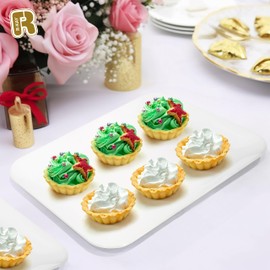 R-kay 3 Pack White Plastic Serving Trays for Party - Rectangular, 8 by 11 in, Heavy Duty Dessert Trays for Food